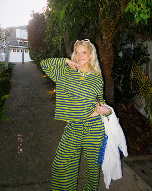 Beach Bum Striped Set // Citrus Green